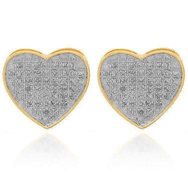Yellow 10K Solid Yellow Gold Womens Diamond Heart Stud Earrings 0.32 Ctw